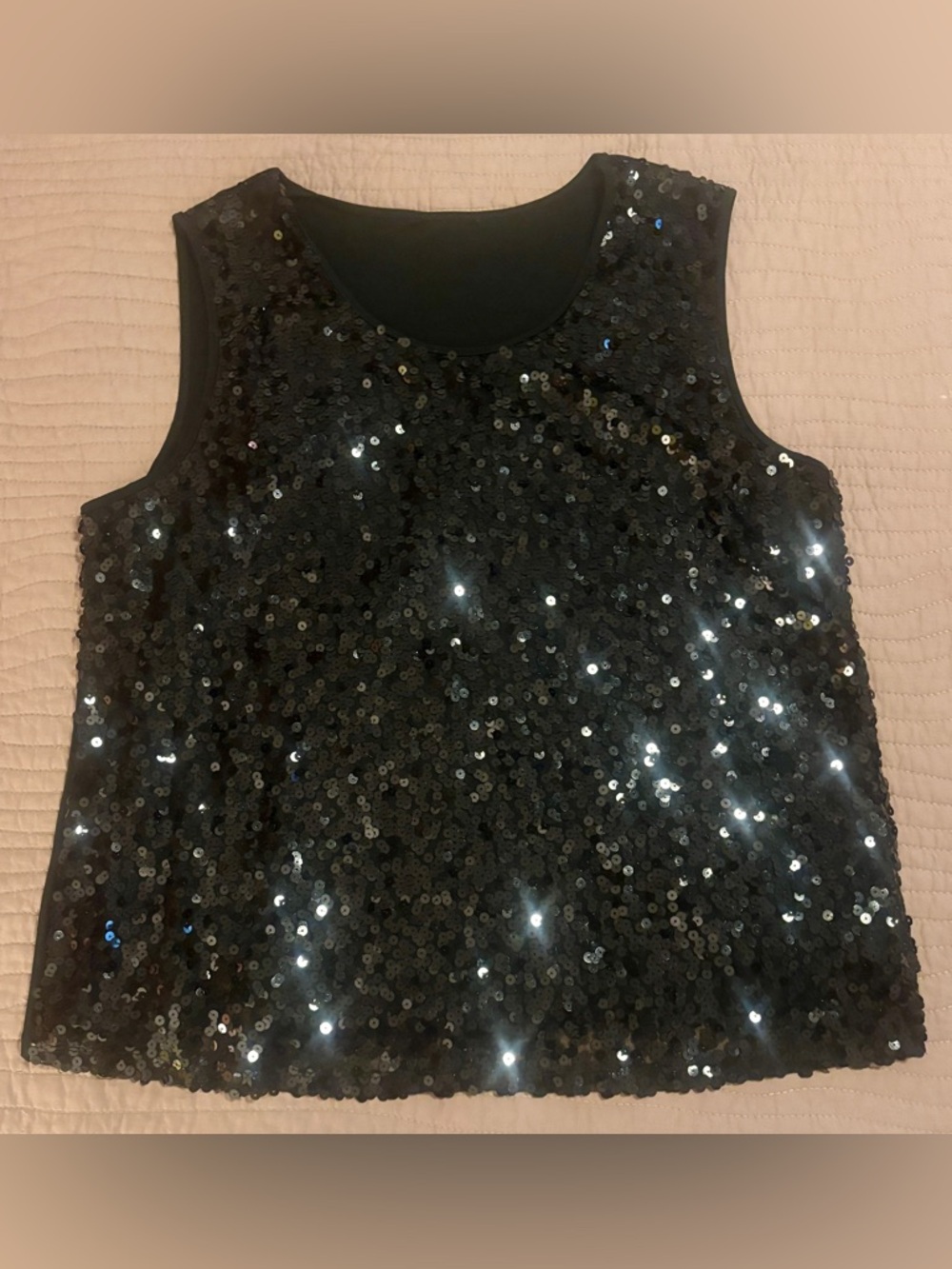 Black Sequin Sleeveless Top